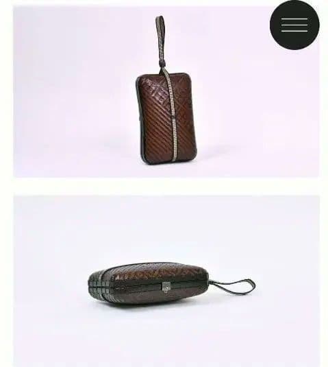 細川クッチャバッグ竹工房　喜節 網代編セカンドバック