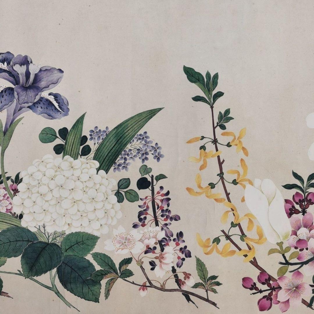 大型長巻 钱维城 万有同春 花鳥図 中国絵画 掛け軸 巻物 和室・床の間・玄関