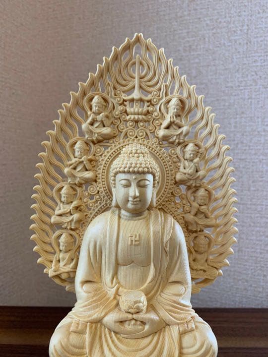 仏像 木彫 阿弥陀仏像 檜木 仏教美術・仏像】檜木製 阿弥陀如来 座像