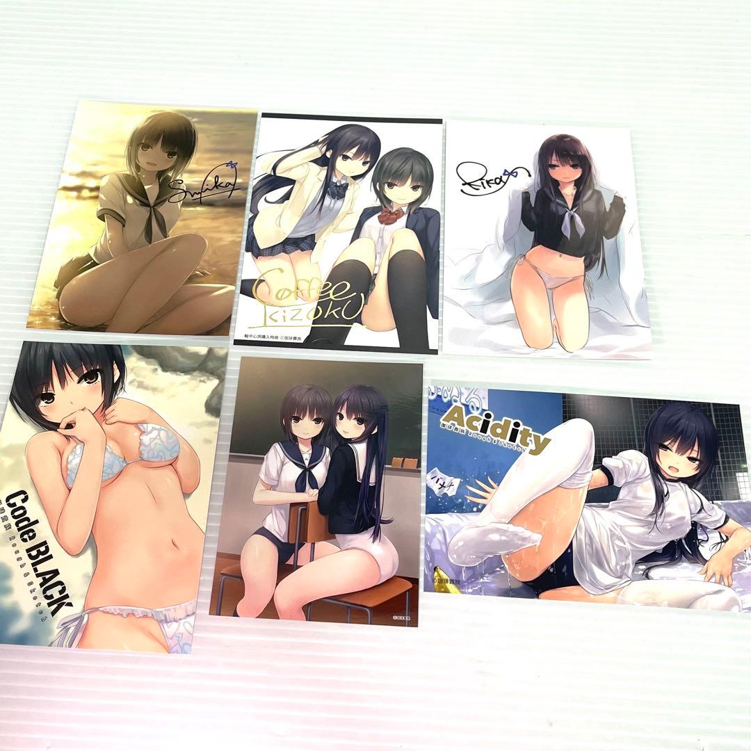 早い者勝ち！ 希少 珈琲貴族 ポストカード 写真 サイン入り 箔押し 6枚セット 鹿ノ音 箔押しポストカード《葛飾北斎 神奈川沖浪裏》