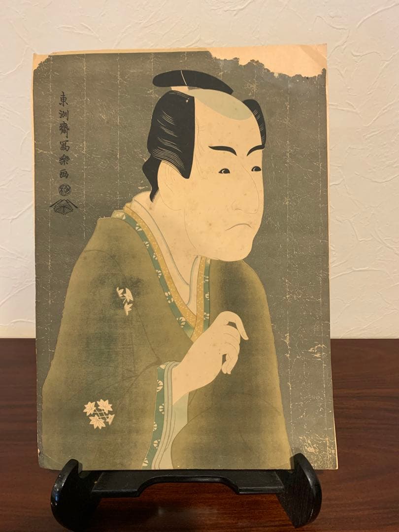 掛け軸、浮世絵美人画絹本、小磯崎雪窓画(浮世絵名歌川芳秀）