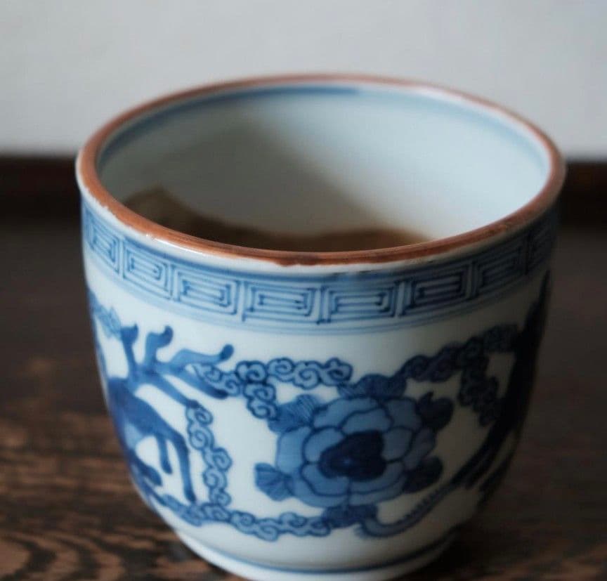 大明成化年製 古伊万里 花文染付火鉢 李朝 高麗 明代