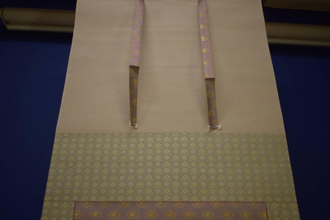 複製/松渓/塔/枝垂桜図/しだれ桜図/金泥/工芸/布袋屋掛軸HI-792