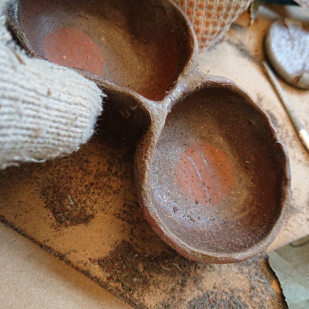 2419】三連鉢…備前焼 - メルカリ