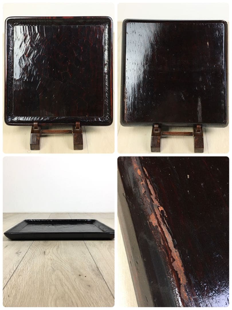 S370讃岐彫 四方盆 くり抜き盆 5客揃 懐石膳 茶懐石