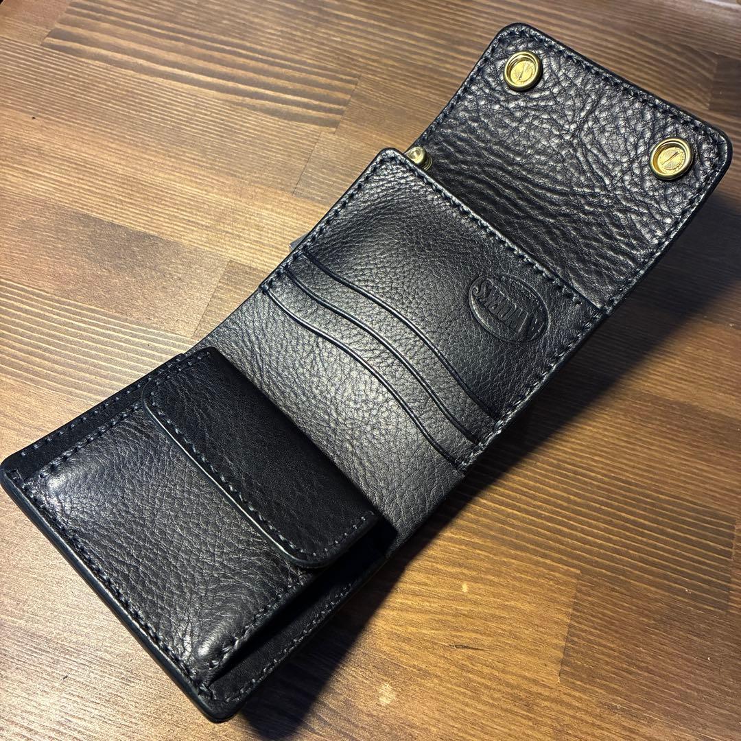 ショートトラッカーウォレット　イタリアンレザー　ネブラスカ　ブラック