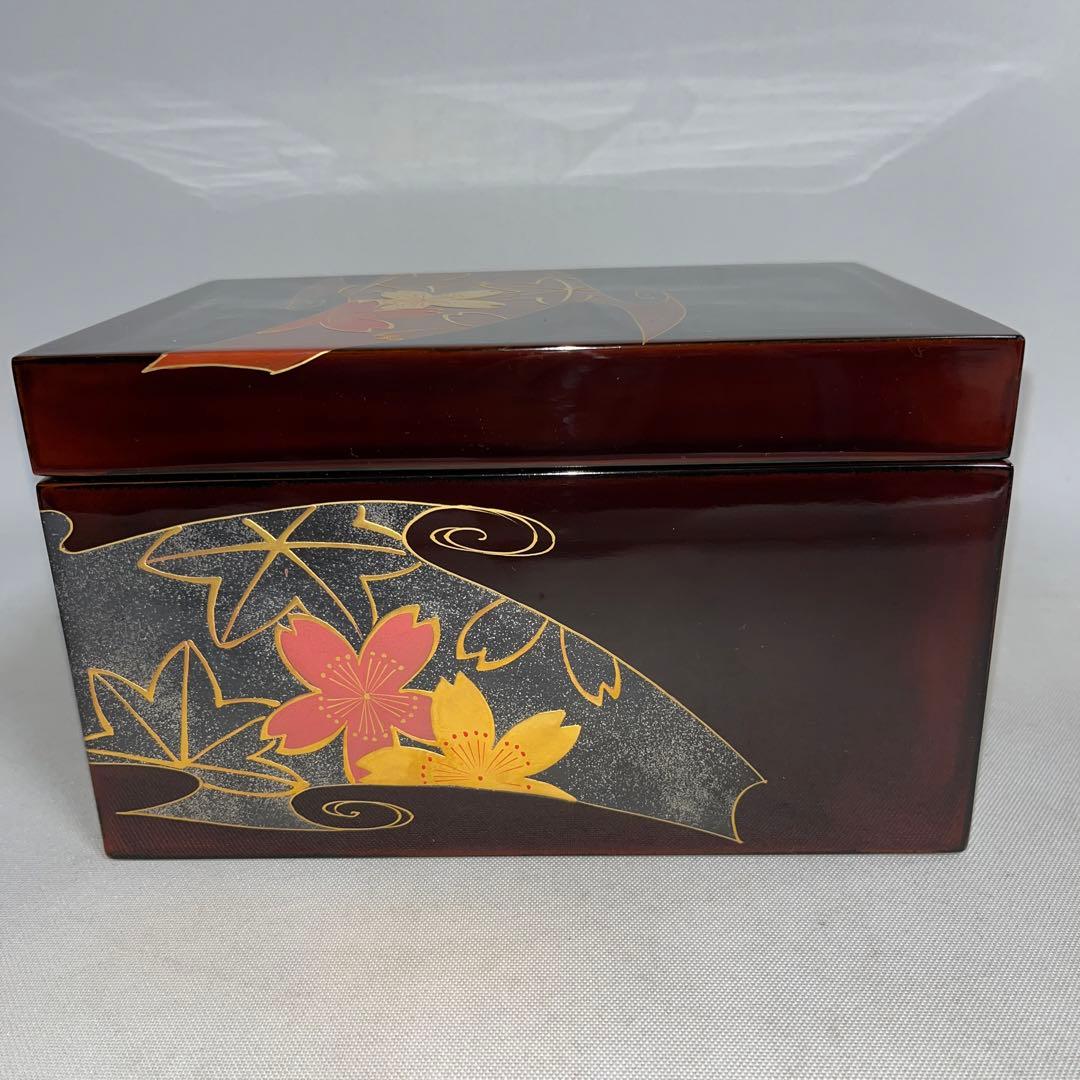 未使用 茶道具 木製溜塗 蒔絵 利休茶箱セット