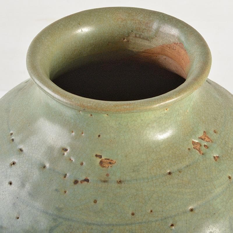 朝鮮美術　李朝　高麗青磁　象嵌龍文瓶　M　R7353B