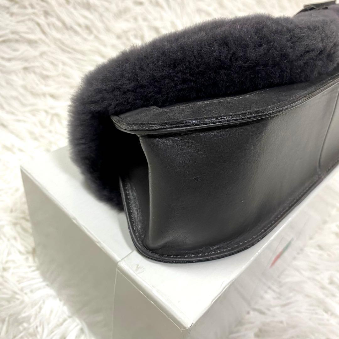 極美品✨銀座カネマツ スエード×ファー リボン ハンドバッグ ミニバッグ