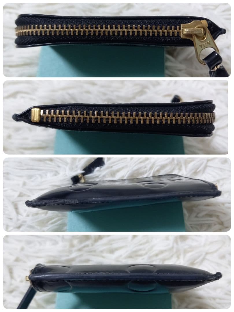 ●良品●　コムデギャルソン　ポルカドット　エンボス　エナメル　L字　財布　黒