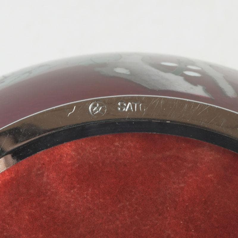 七宝焼 尾張佐藤七宝店謹製 赤透釉 四君子文 花瓶 V 9310