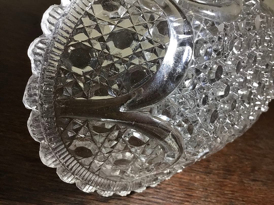 和ガラス◇ガラス鉢 2点◇大正ロマン アンティーク オーバル 取手付き