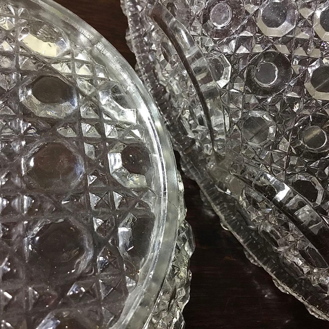 和ガラス◇ガラス鉢 2点◇大正ロマン アンティーク オーバル 取手付き