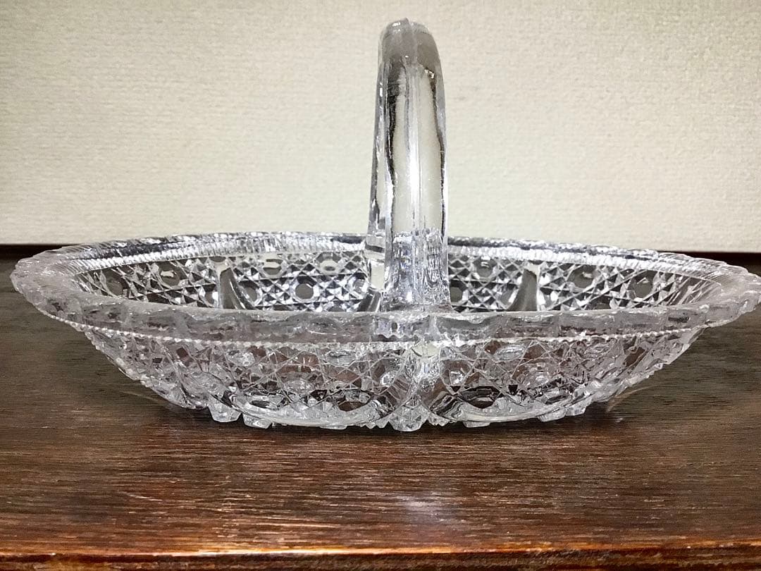 和ガラス◇ガラス鉢 2点◇大正ロマン アンティーク オーバル 取手付き