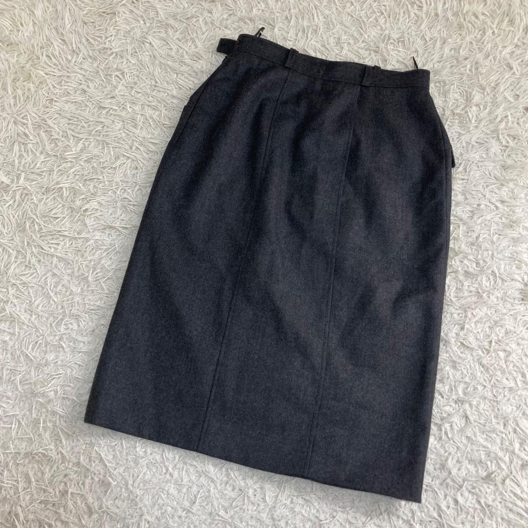 16715✨CHANEL ウール 金ボタン スカート 42 LL グレー