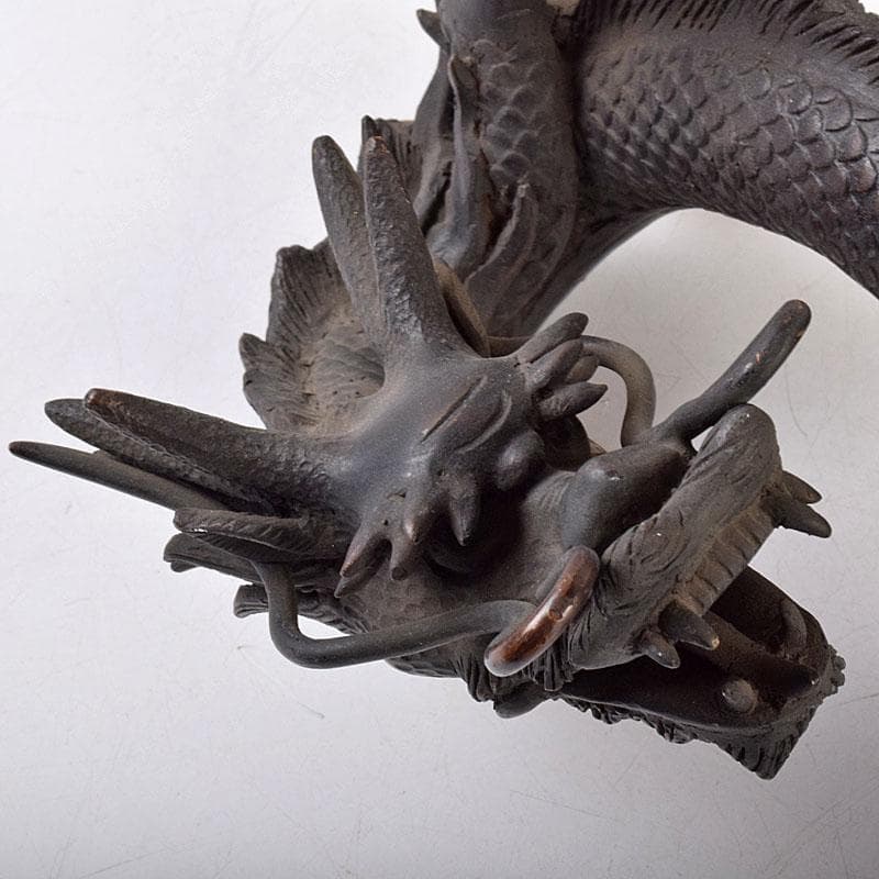 ヤマ　時代金工　古銅　輝銘　宝珠龍　置物　約3.9㎏　F　R9062B