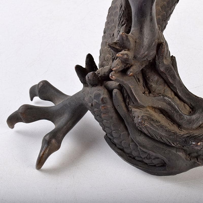 ヤマ　時代金工　古銅　輝銘　宝珠龍　置物　約3.9㎏　F　R9062B