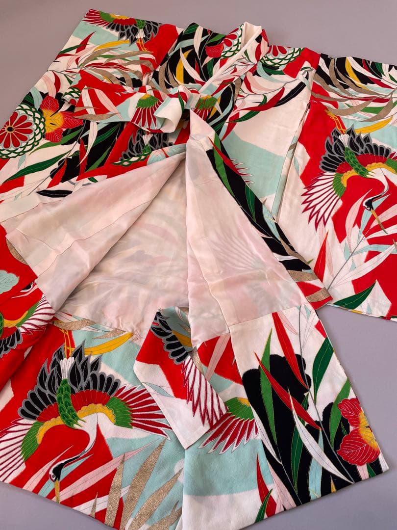 七五三　アンティークお着物セット　３歳　作り帯コーデ　髪飾り付き