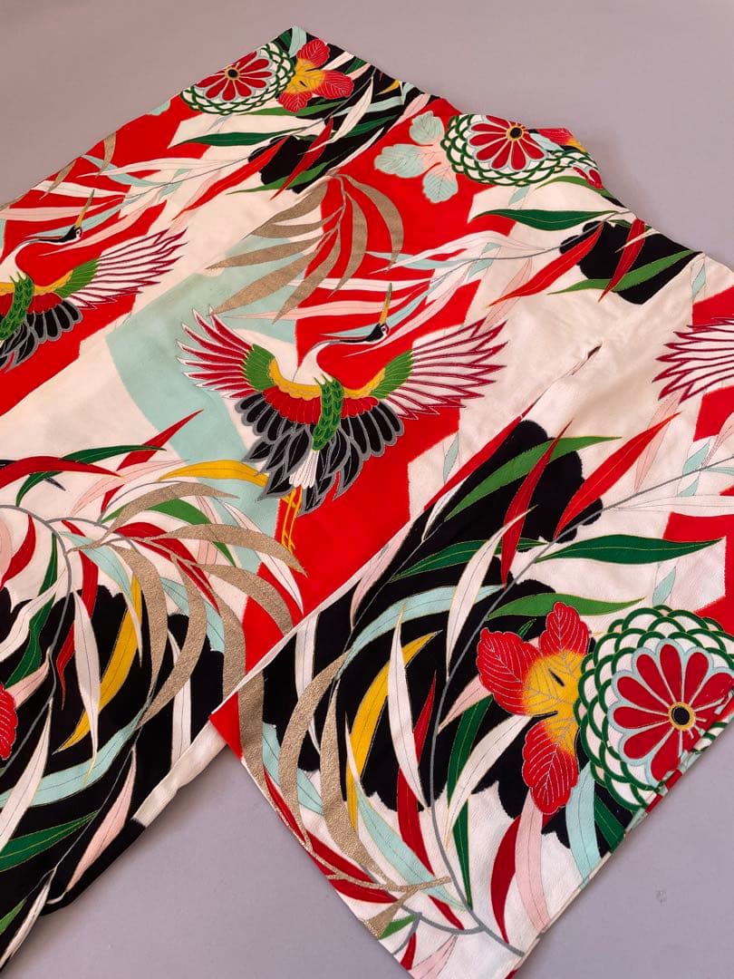 七五三　アンティークお着物セット　３歳　作り帯コーデ　髪飾り付き