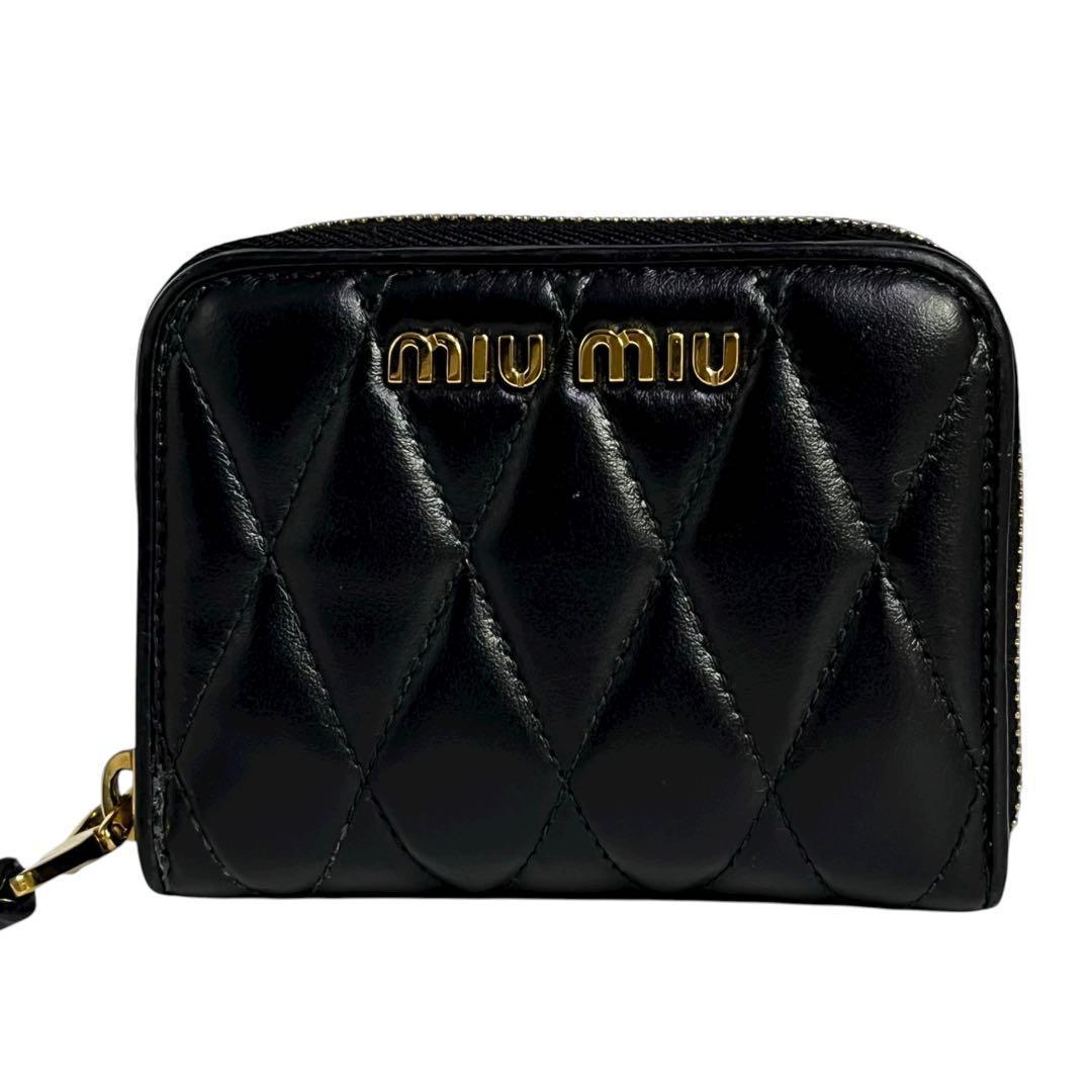希少✨ミュウミュウ ケース ダイアグラム ファスナー キルティング 黒