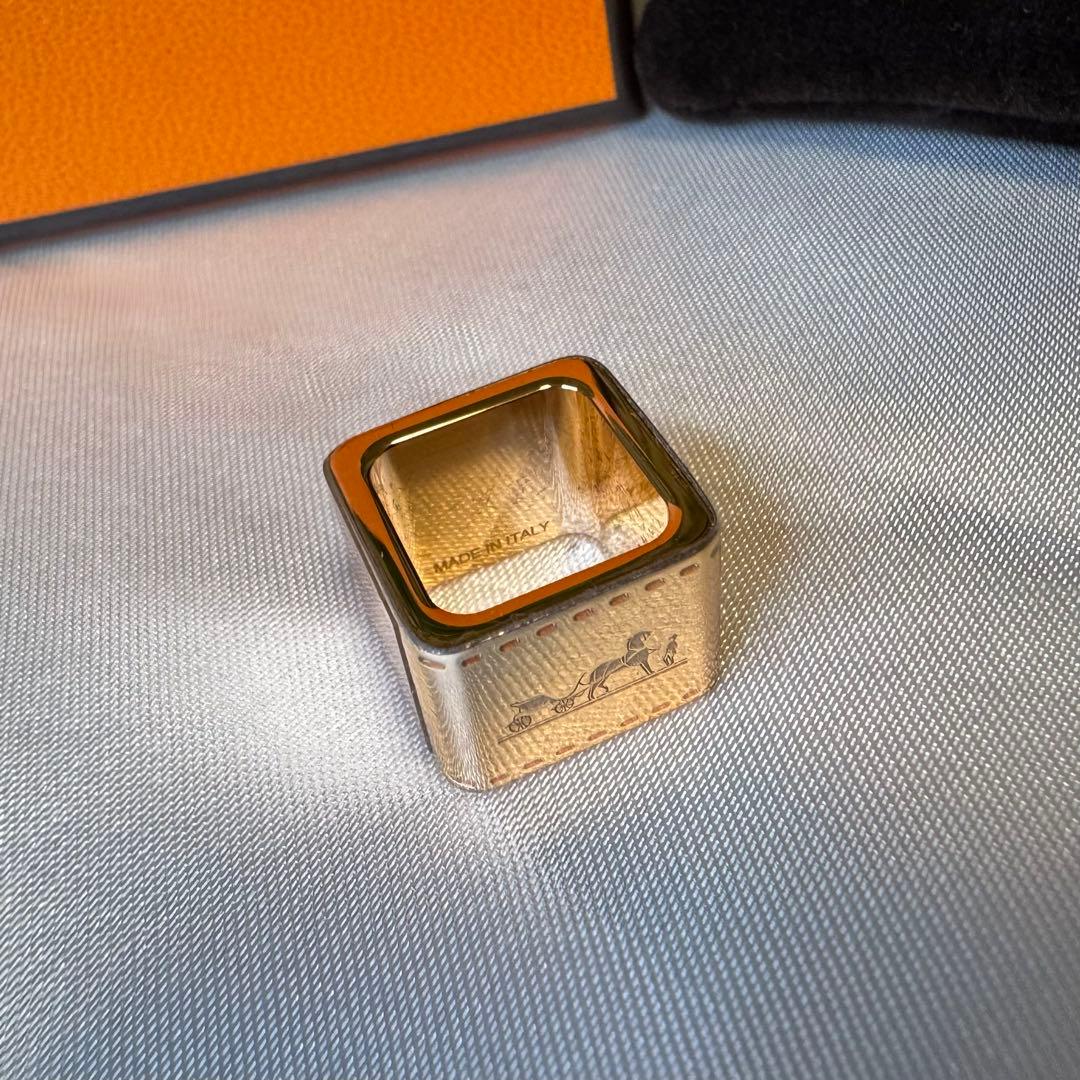 HERMES エルメス ミニ ボルデュック スカーフリング スクエア型 ゴールド