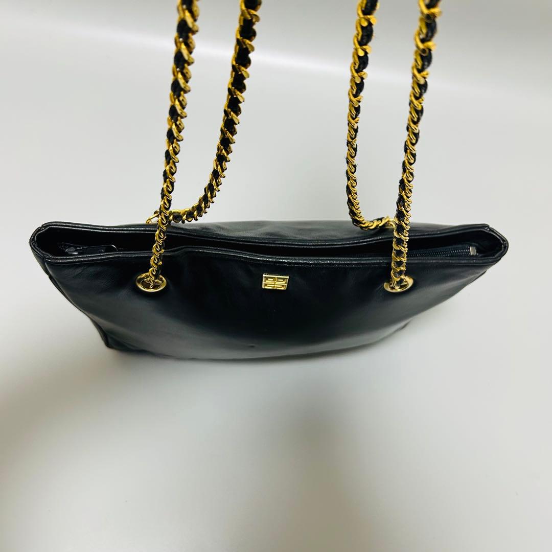 GIVENCHY ジバンシー レザー チェーン トートバッグ キルティング　黒