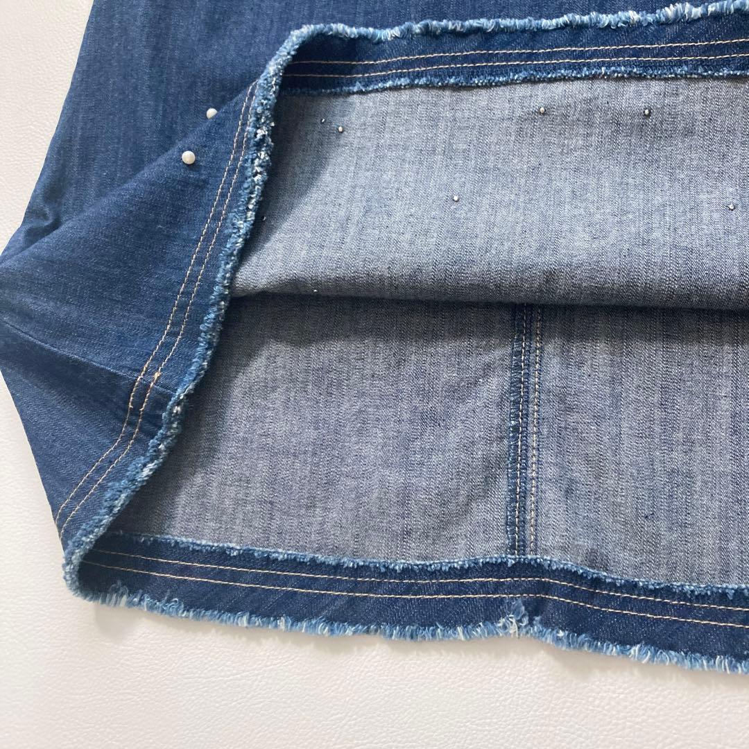 【moca】エムズグレイシー　24AW パールスタッズ付きデニムスカート