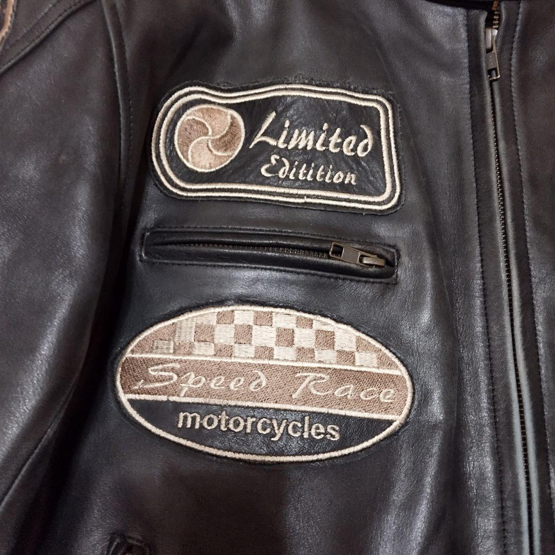 デグナー ライダースジャケット ブラック 牛革 ワッペン キルティング XL