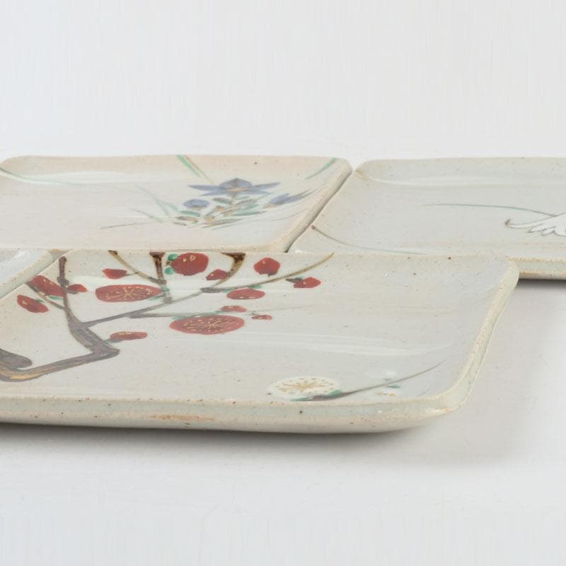 和食器 茶懐石 幸兵衛窯 絵変四方皿 銘々皿 五客 共箱