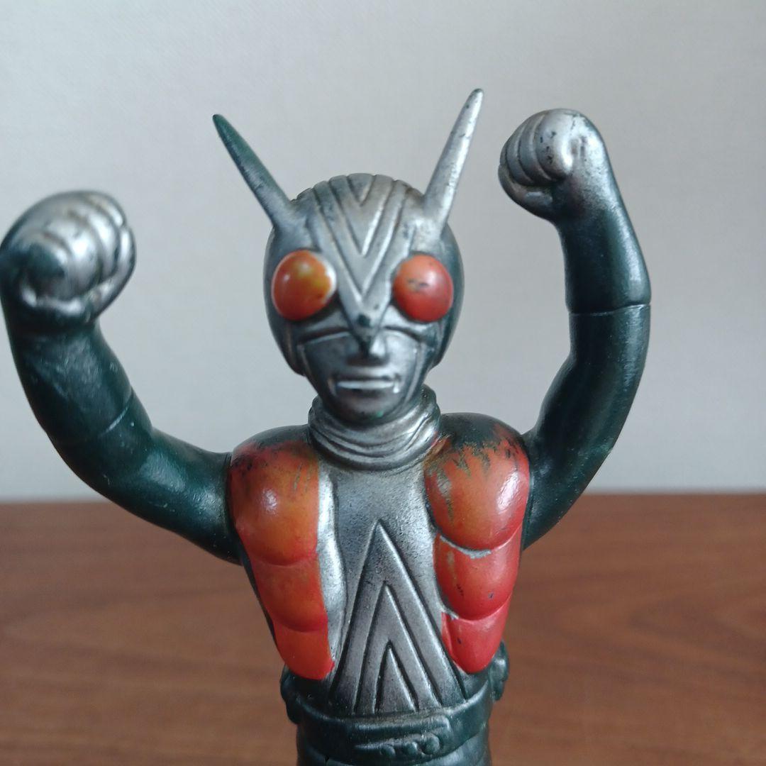 無版権 パチもの 「ライダーマン」風の鉄紺色の希少ソフビ フィギュア