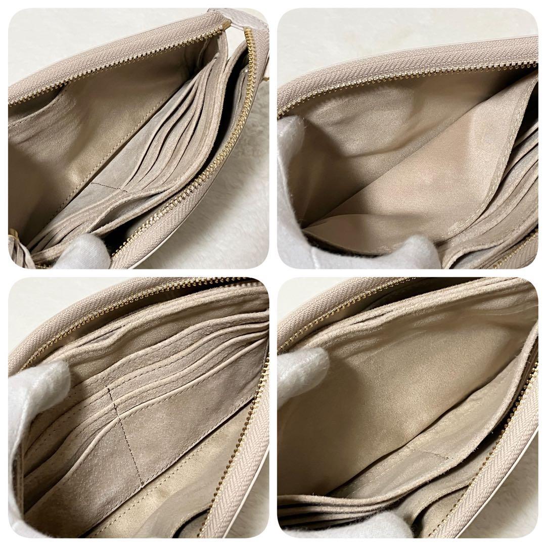 未使用級 ATAO ブーブー ショルダー バッグ 長財布 ポーチ シボ革 白