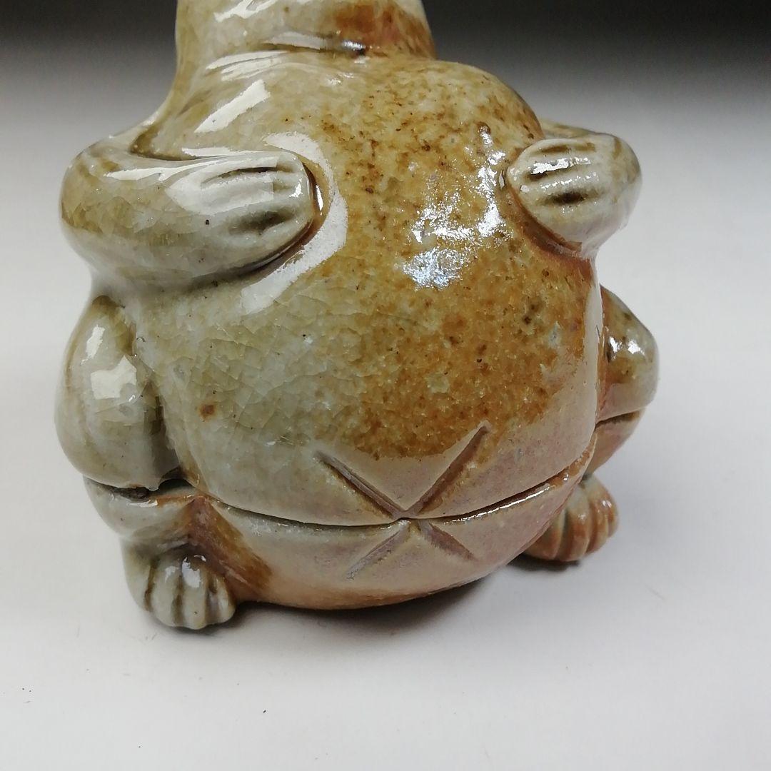 Ｔ７４４　香合　『信楽焼』『タヌキ』『高橋楽斎 造』　共箱　茶道具