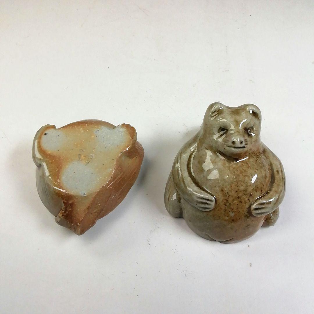 Ｔ７４４　香合　『信楽焼』『タヌキ』『高橋楽斎 造』　共箱　茶道具