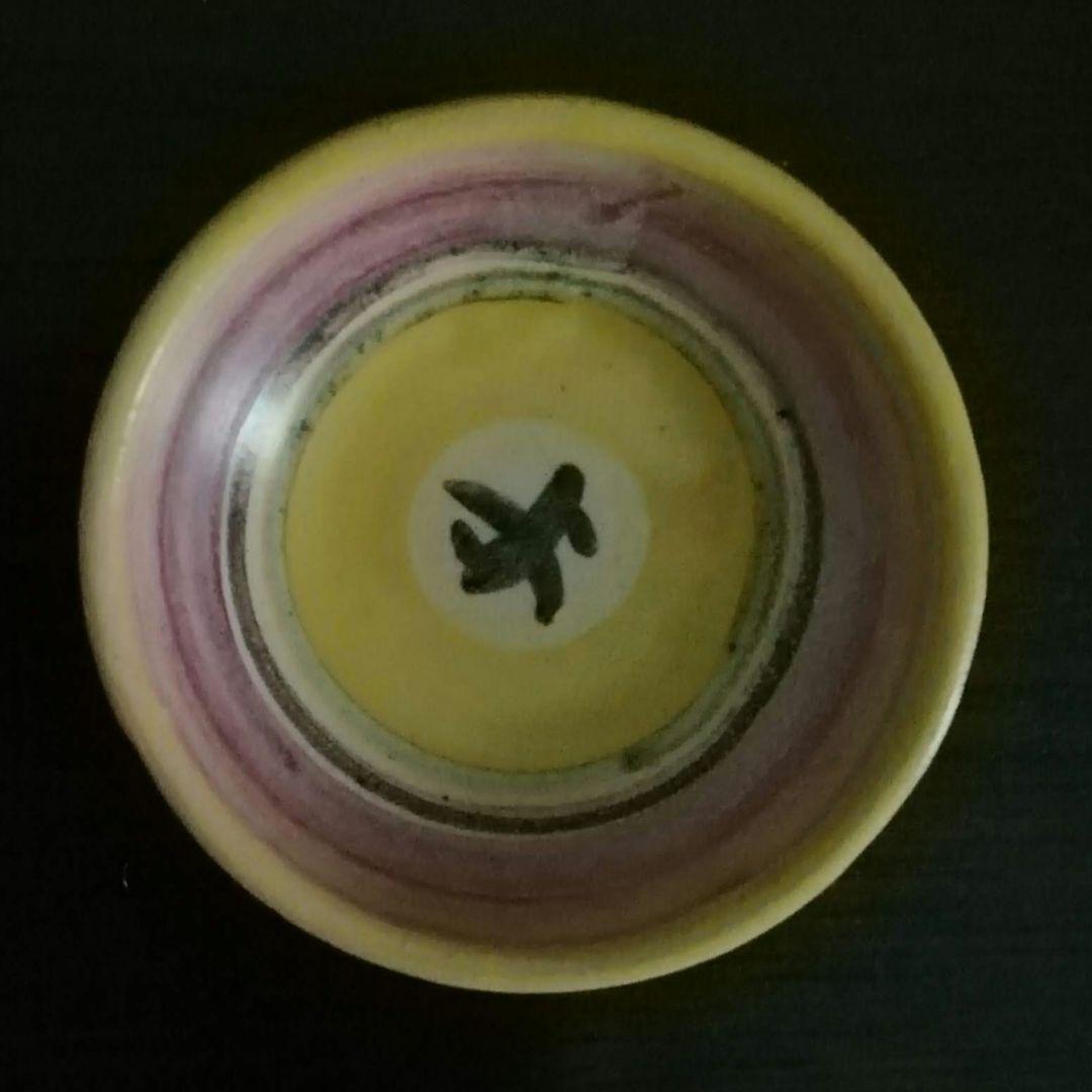 超レア　逸品　マジョリカ古窯　色絵輪線紋小皿　10客　明治期　時代箱付き