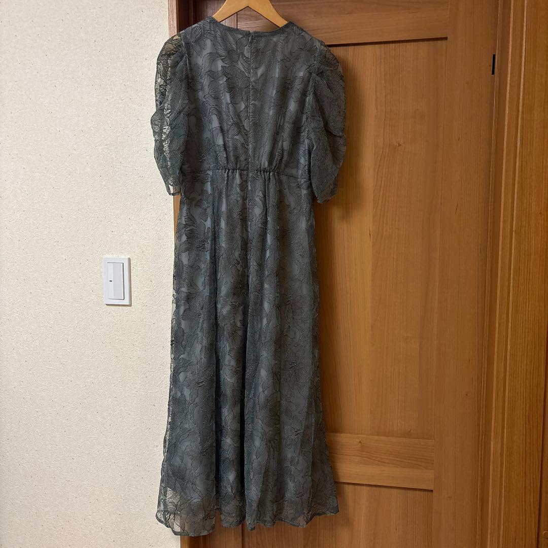 チュールエンブロイダリーレースパイピングパーティードレス　結婚式