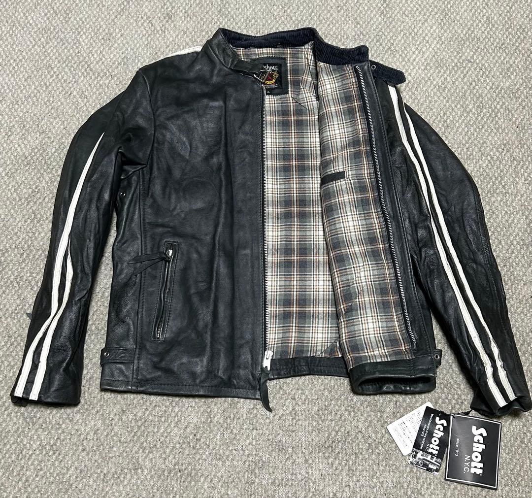 ② 新品タグ付【XL】schott クラシックレーサーninja革ジャン