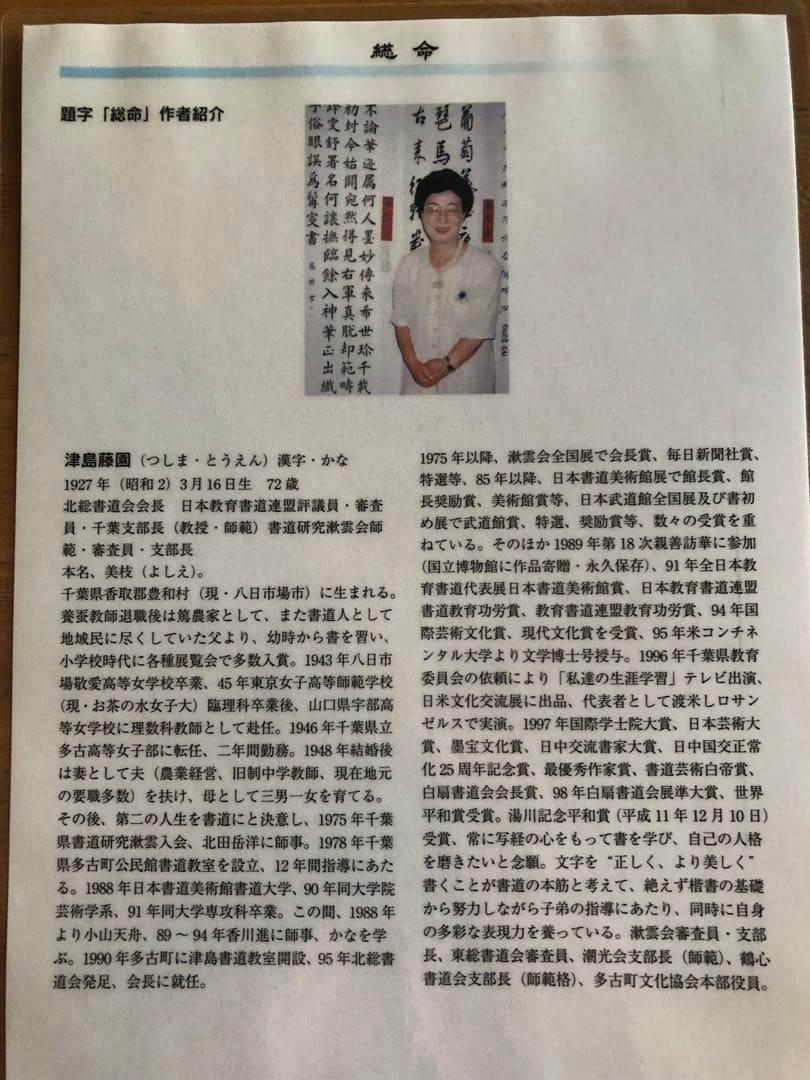 津島藤園の書道作品 「外宗結宇真」 木製フレーム