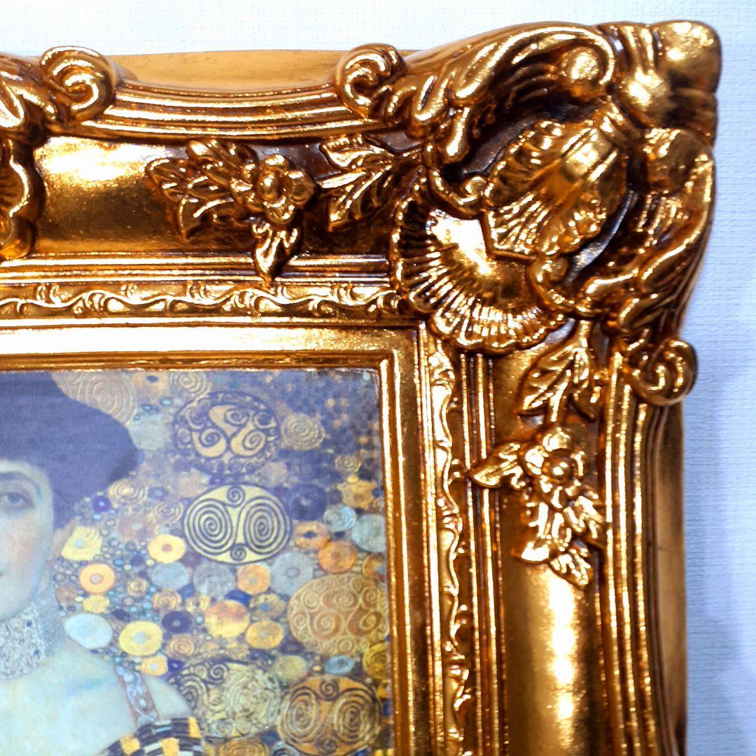 グスタフクリムト作画　絵画　バウアーの肖像　良質キャンバス　豪華　金箔額絵