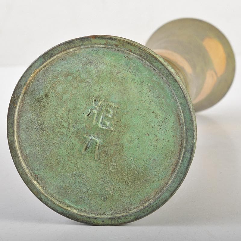 平安 秦蔵六造 塗金銅 立鼓式花瓶 共箱 D R7305 - メルカリ