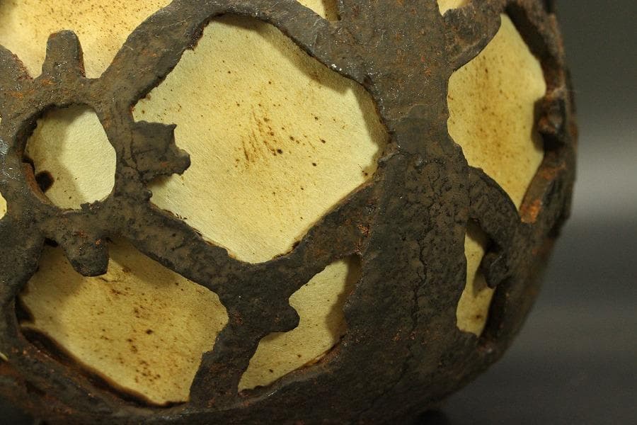 鉄製 吊り灯 和照明 吊り鎖付 時代物(A977)