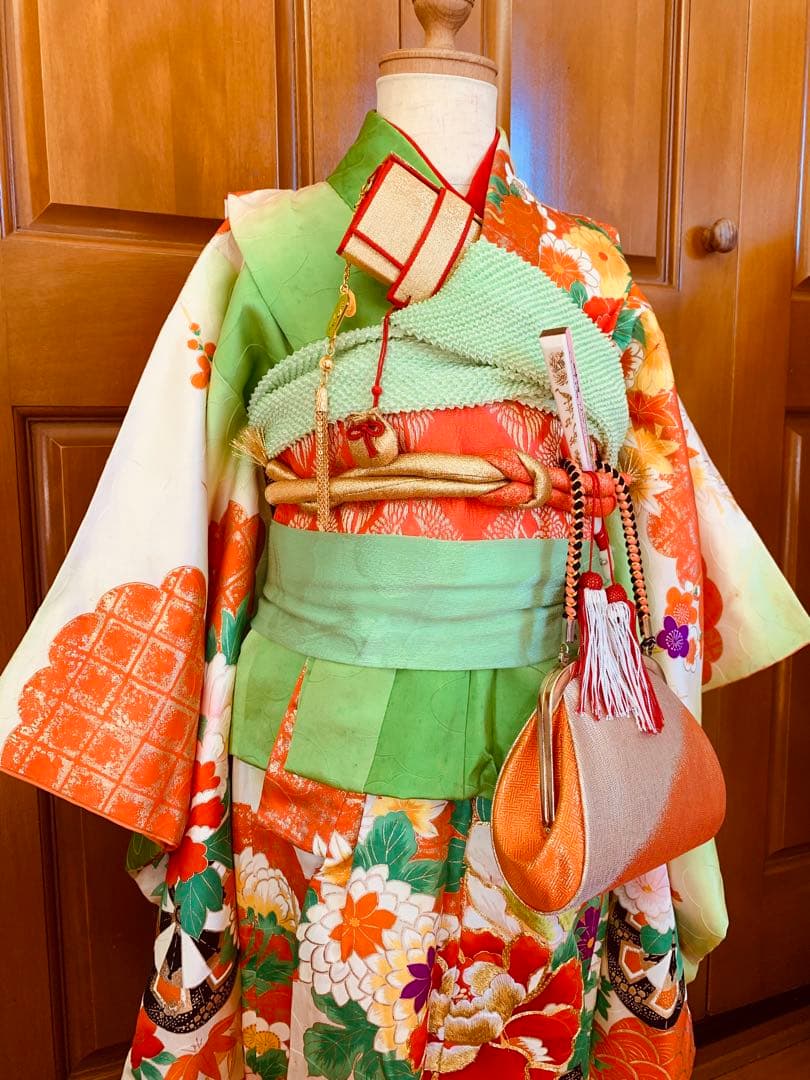 七五三　三歳から五歳の女の子のお支度　振袖コーディネート　お着物セット　女児着物