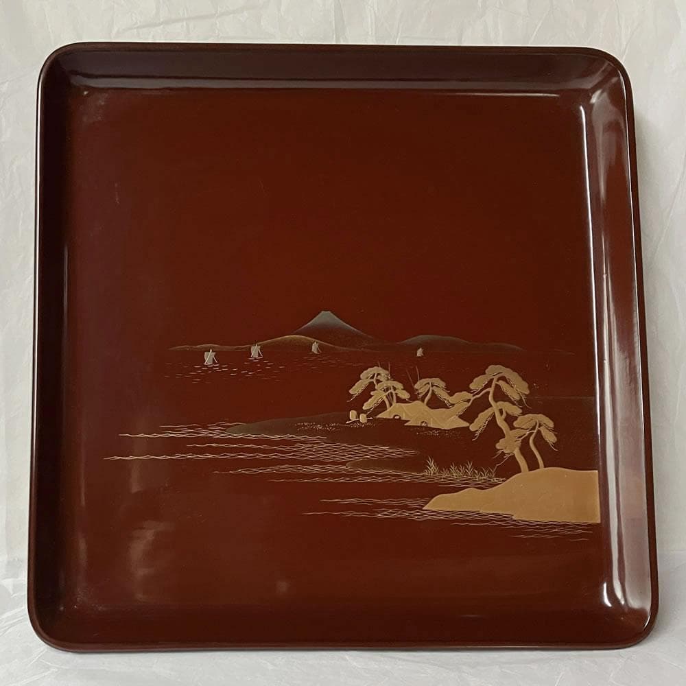 F1395 蒔絵 図変 脚付膳 五客 足付膳 絵変 蒔絵盆 金蒔絵 懐石道具