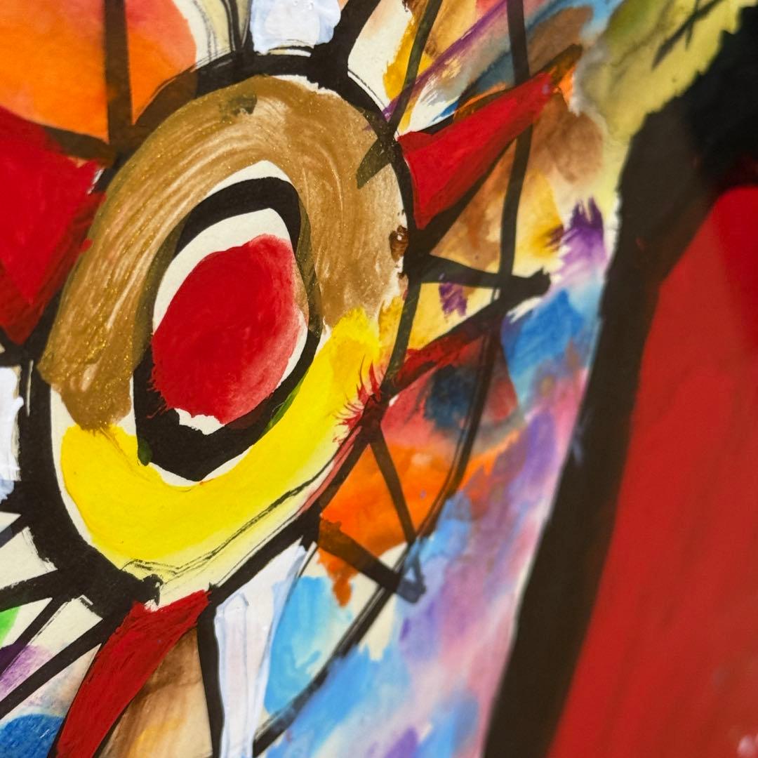 【希少】縦長構図 真作 城本敏由樹 赤富士 桜 墨彩画　絵画 額装 開運 縁起物