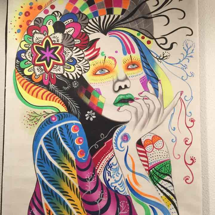 カラフルな女性の絵 カラフルな髪色の女の子イラスト - No: 25483064｜無料イラスト