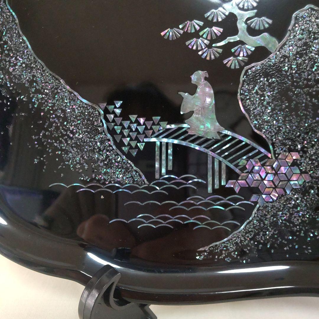 螺鈿細工 飾り盆 飾り皿 高岡漆器 青貝塗 繊細優美 伝統工芸品 螺鈿