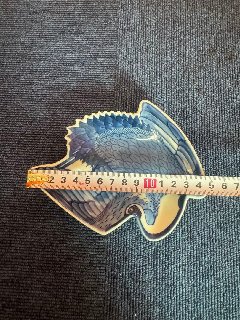 1810 希少 源右衛門 変形皿 鶴文