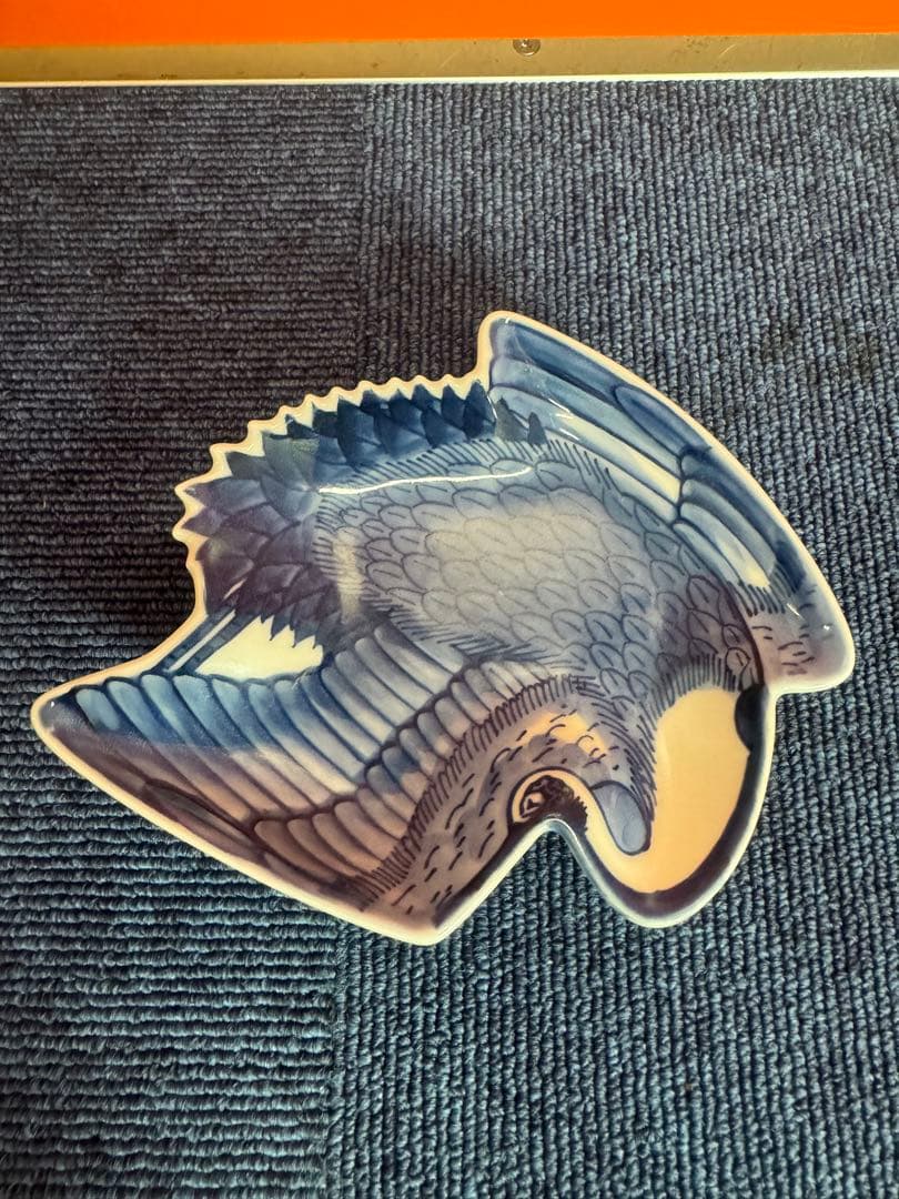 1810 希少 源右衛門 変形皿 鶴文