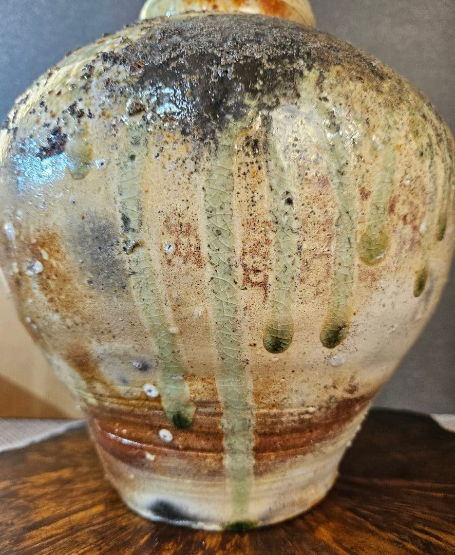 伊賀焼　森里香山作　窯変　高約23.1cm壺　大壺　花入　オブジェ　定価26万円