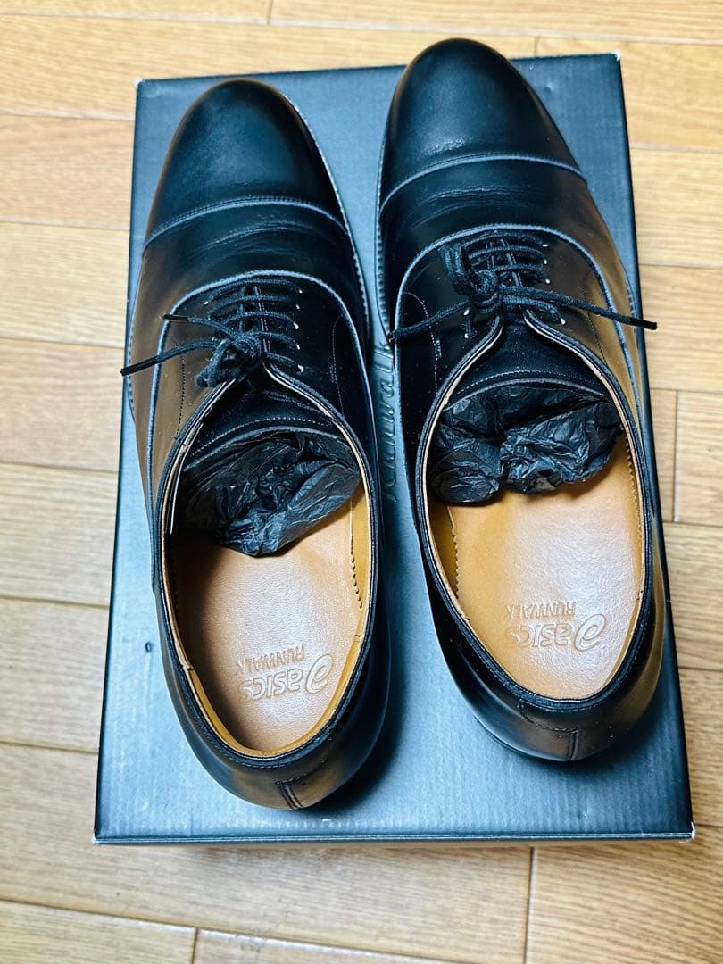 新品❗️日本限定アシックスランウォーク813Rドレスシューズ黒3E牛革27.5cm