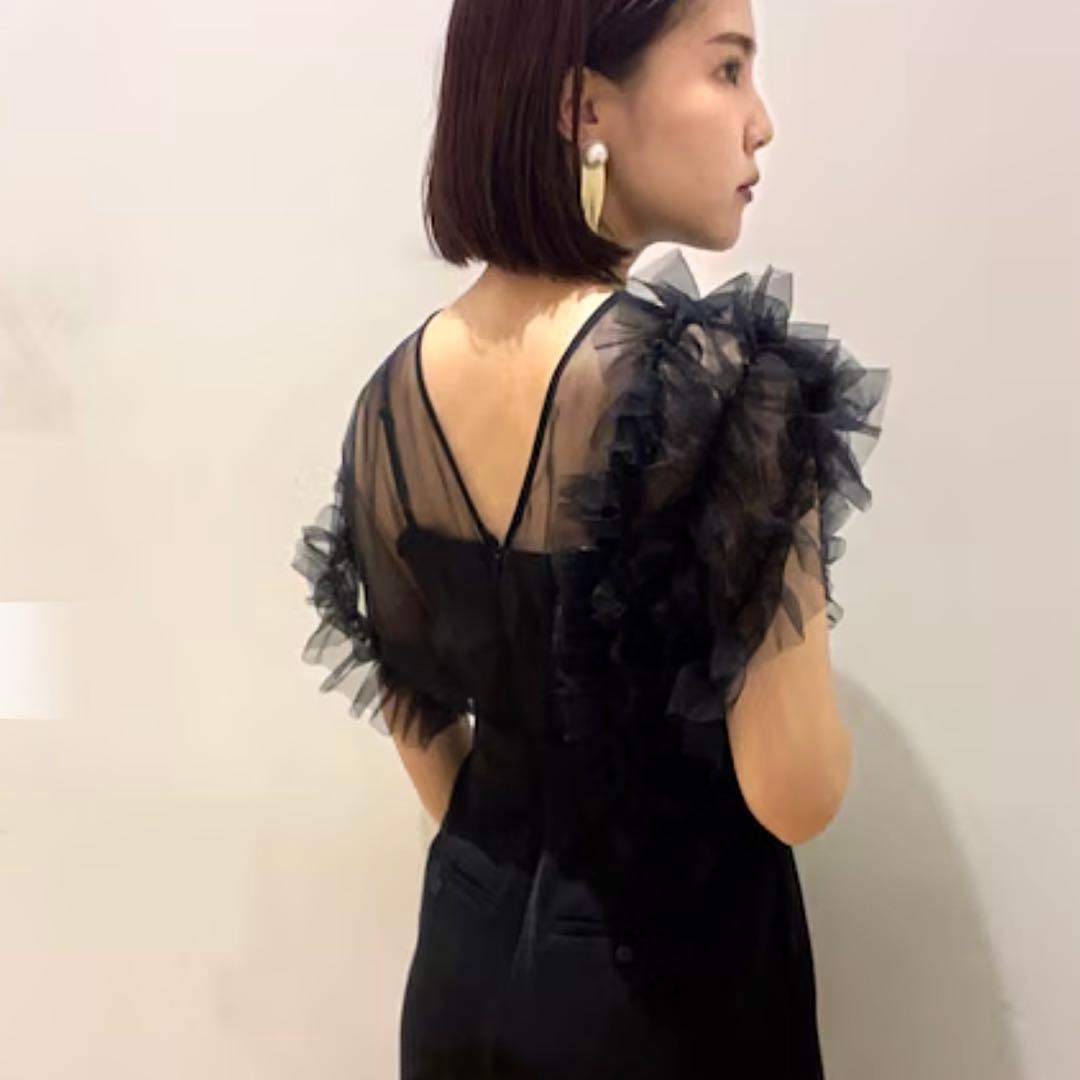 ラグナムーン チュールフリル パンツドレス オールインワン S オケージョン 黒